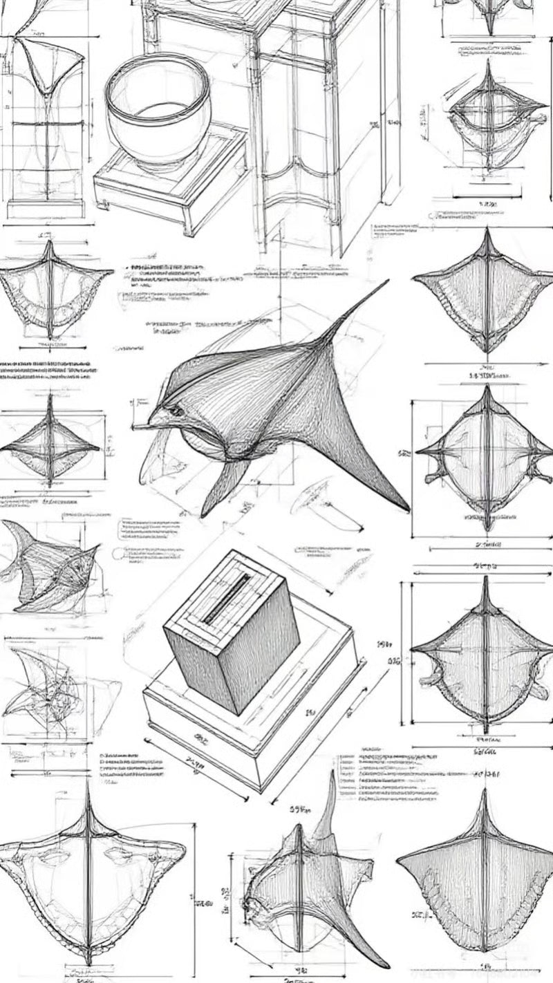 đ„Handcrafted Walnut Manta Ray Automaton â The Oceanâs Silent Gliderđ