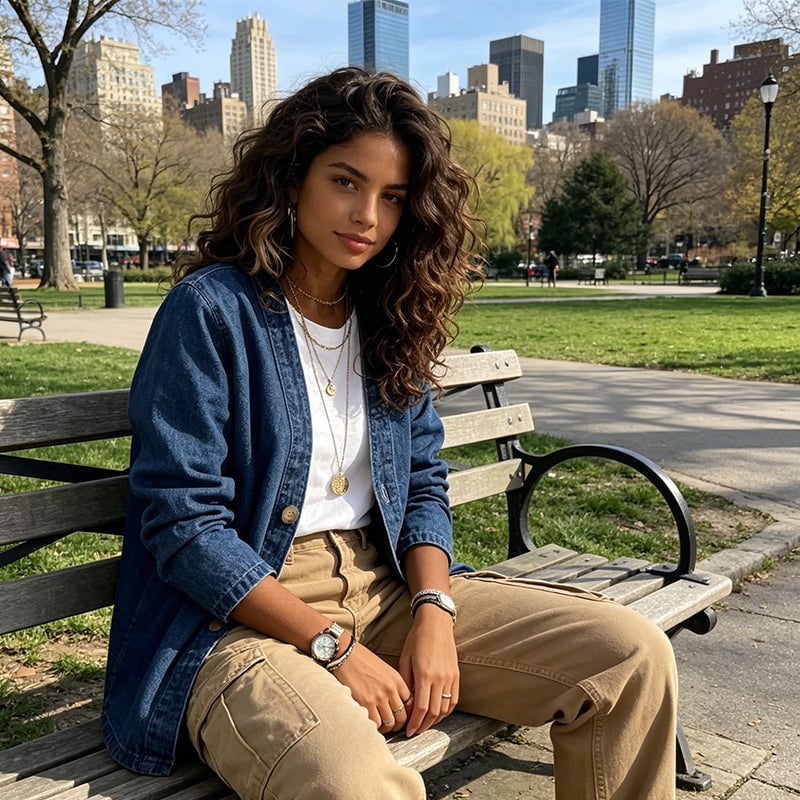 💙Women's Classic Button Front Denim Jacket-Breathable Fabric & Relaxed Fit
