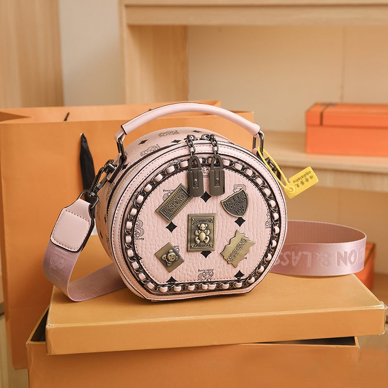 đ„Last Day Promotion 70% OFF - Fashion Retro Bear Badge Print Leather Purse Handbags(Double Zipper)