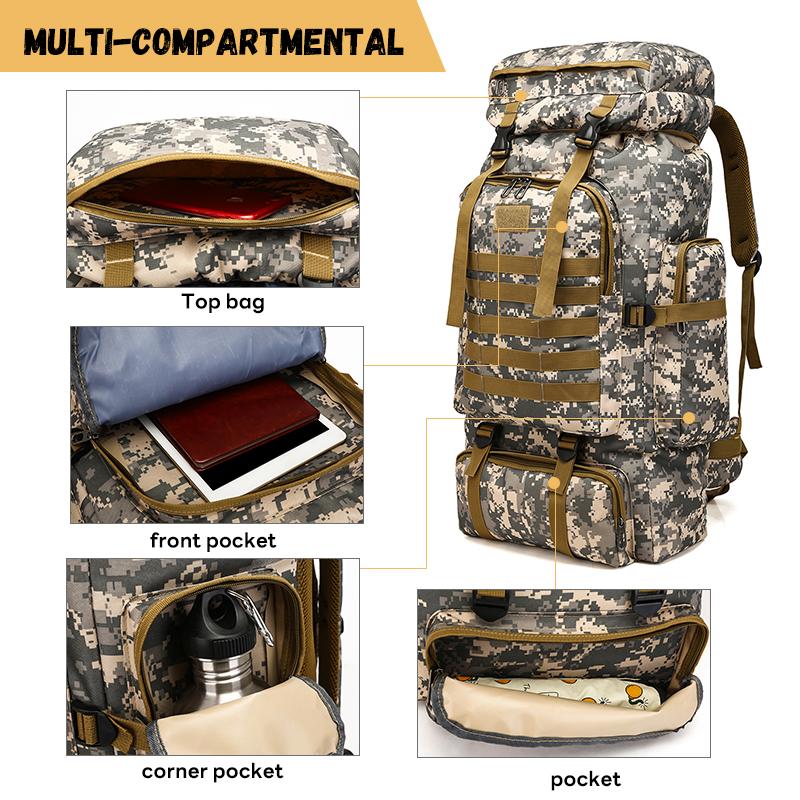 Prepper Bags, 80L Big Forest Bugout Bags, 600D Oxford Fabric Go Bag