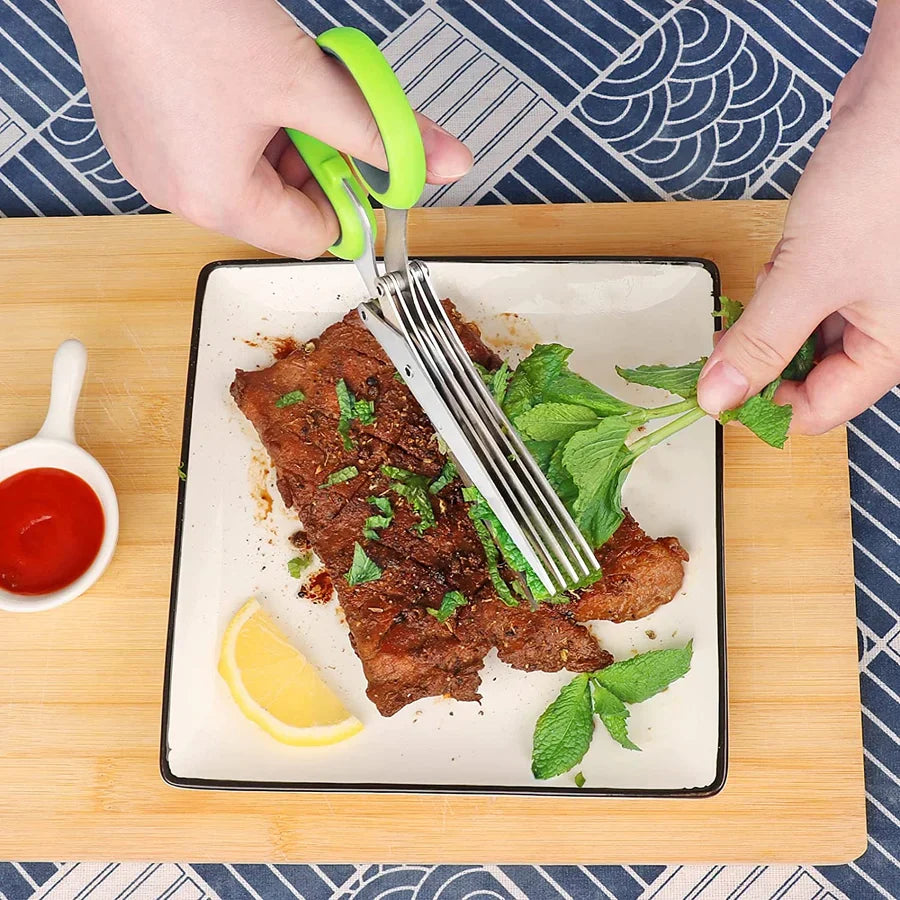 🔥Bestseller $9.99🔥 - 5 Blade Kitchen Salad Scissors✂️