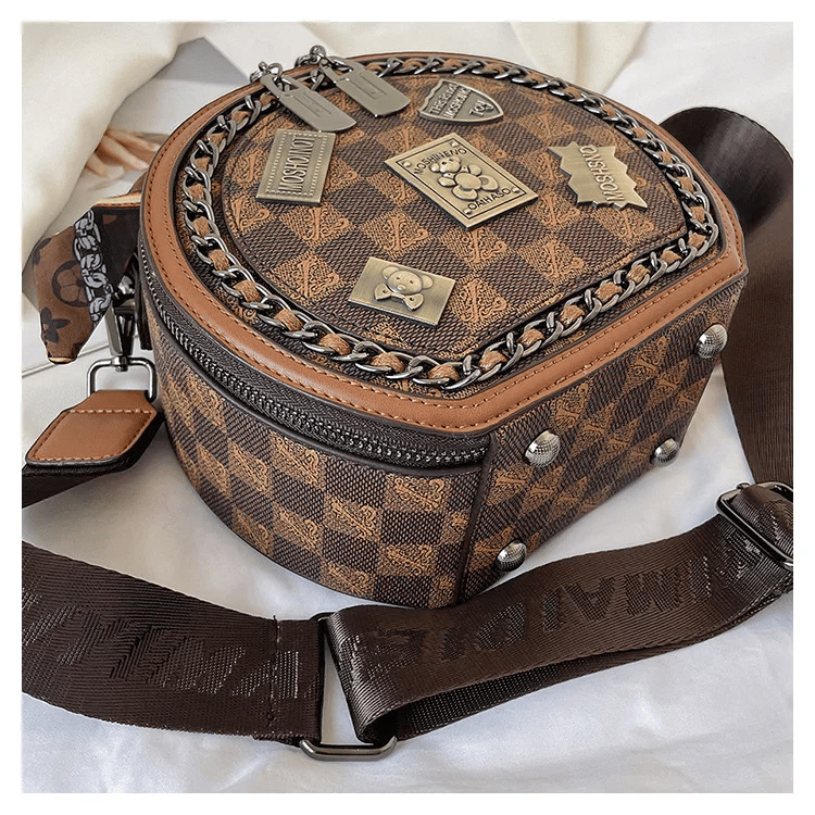 đ„Last Day Promotion 70% OFF - Fashion Retro Bear Badge Print Leather Purse Handbags(Double Zipper)