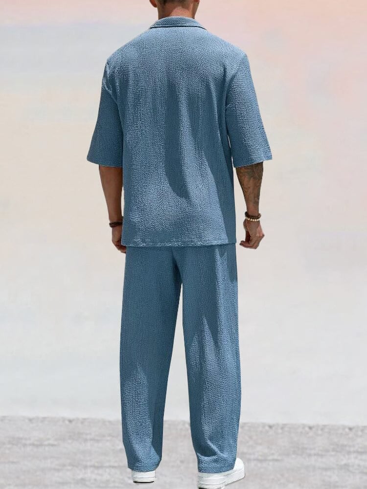 🎁This Week's Special Price $54.99💥Casual Water Ripple Textured Shirt Set