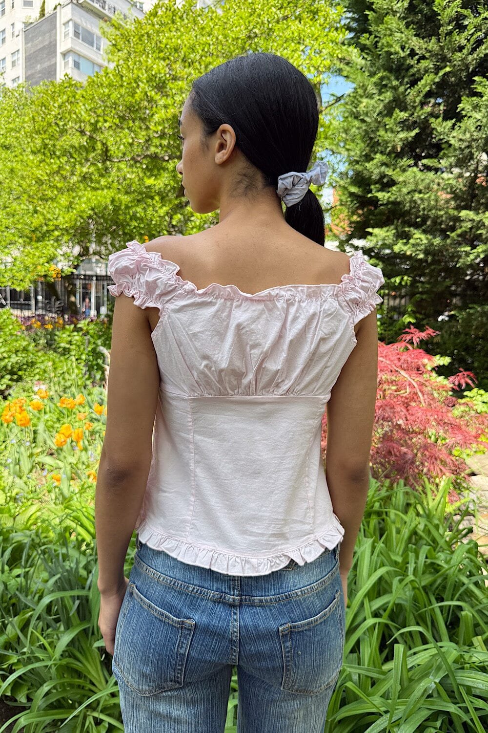 Sexy Fit Ruffle Button Top
