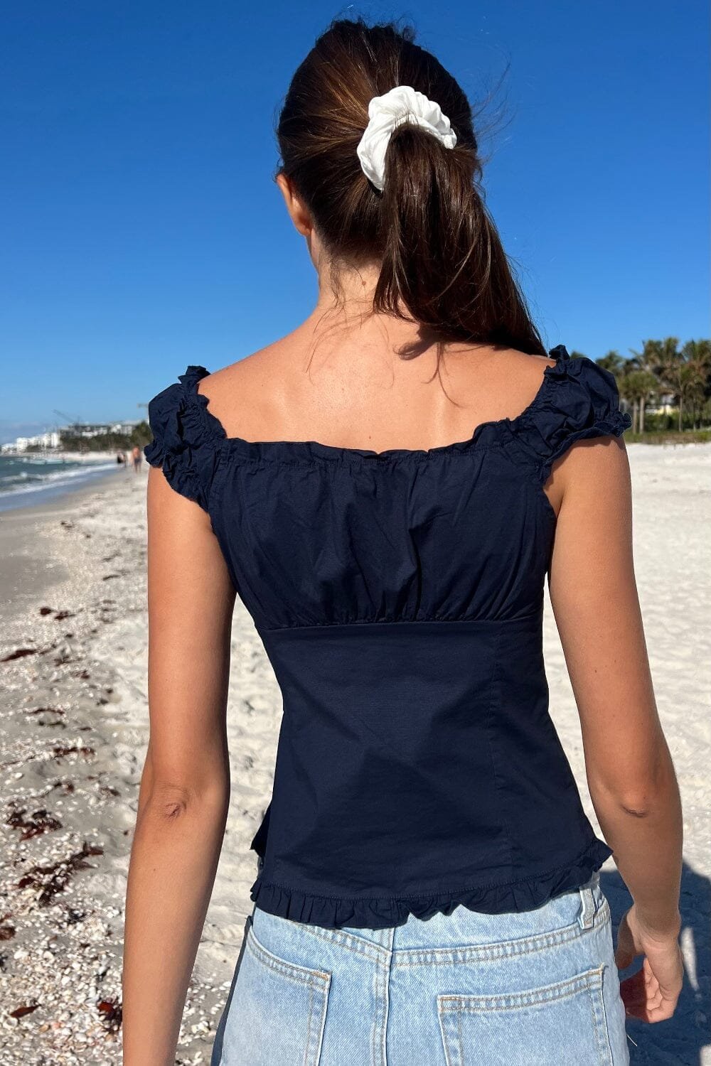 Sexy Fit Ruffle Button Top