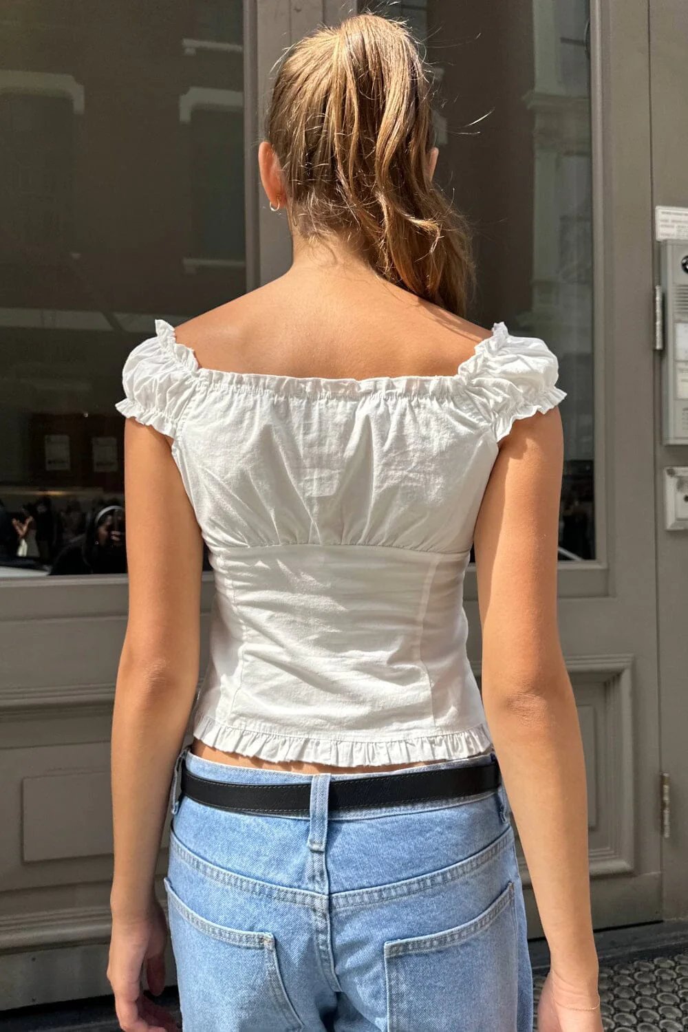 Sexy Fit Ruffle Button Top