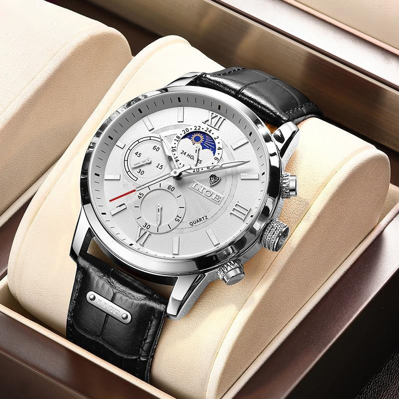 (Limited Time Offer Hurry Up)New Brown Leather Mens Watch Top Brand Fashion Waterproof Watch For Men