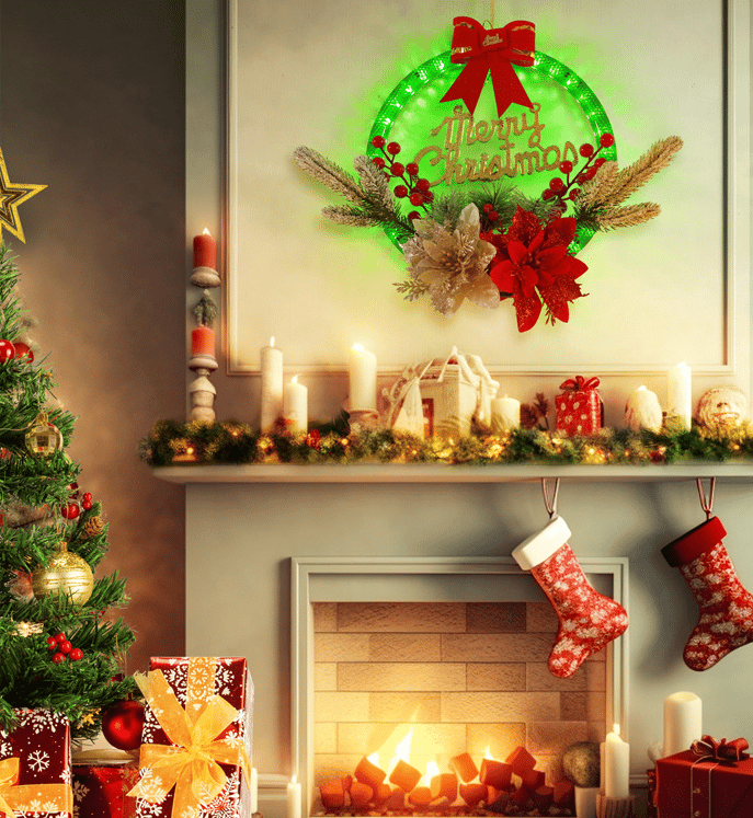 (🌲 Early Christmas Sale)🎁 Christmas Wreath Decorations with LED Lights💥