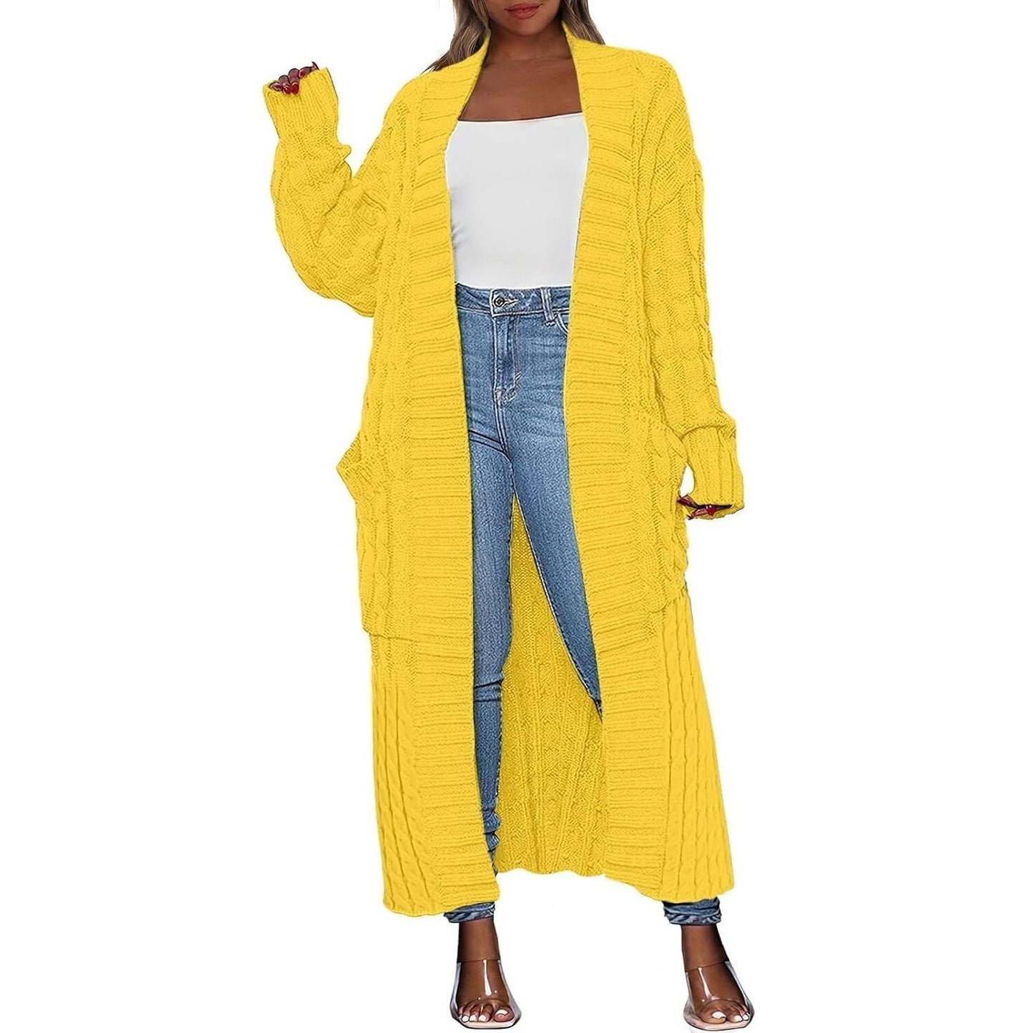 Women's Long Cardigan 2025 Oversized Coat Long Sleeve Open Cardigan Knitted Extra