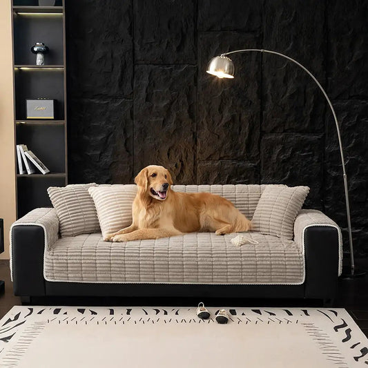 One-Piece Cozy Flannel Sofa Protection Non-Slip Couch Cover