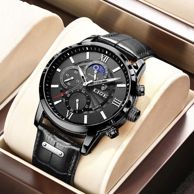 (Limited Time Offer Hurry Up)New Brown Leather Mens Watch Top Brand Fashion Waterproof Watch For Men