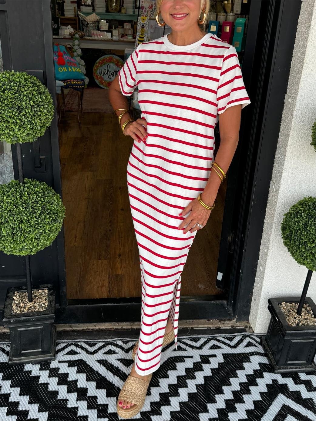 ✨Striped T-shirt for women with zakken