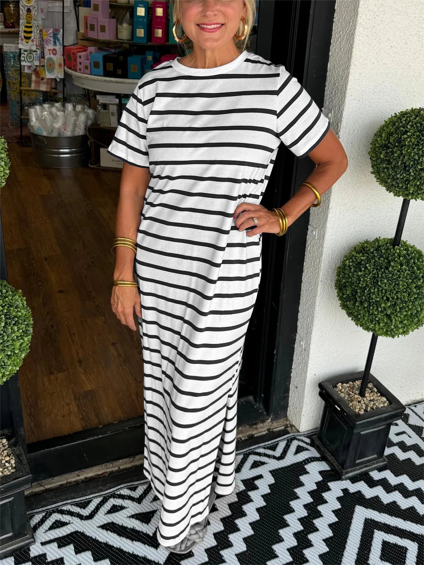 ✨Striped T-shirt for women with zakken