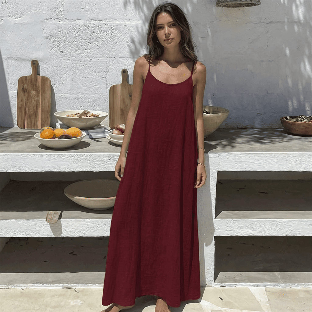 ✨Women's Solid-Color Strappy Dress with Open Back💕