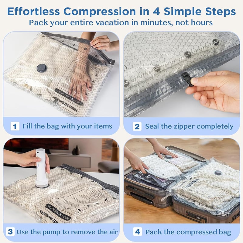 🔥 Last Day of Discounts — Cordless Travel Vacuum Storage Bag Set