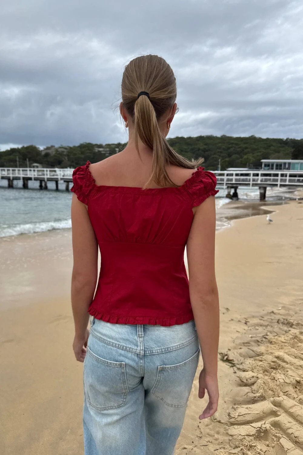 Sexy Fit Ruffle Button Top