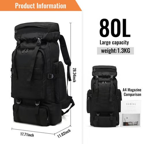 Prepper Bags, 80L Big Forest Bugout Bags, 600D Oxford Fabric Go Bag