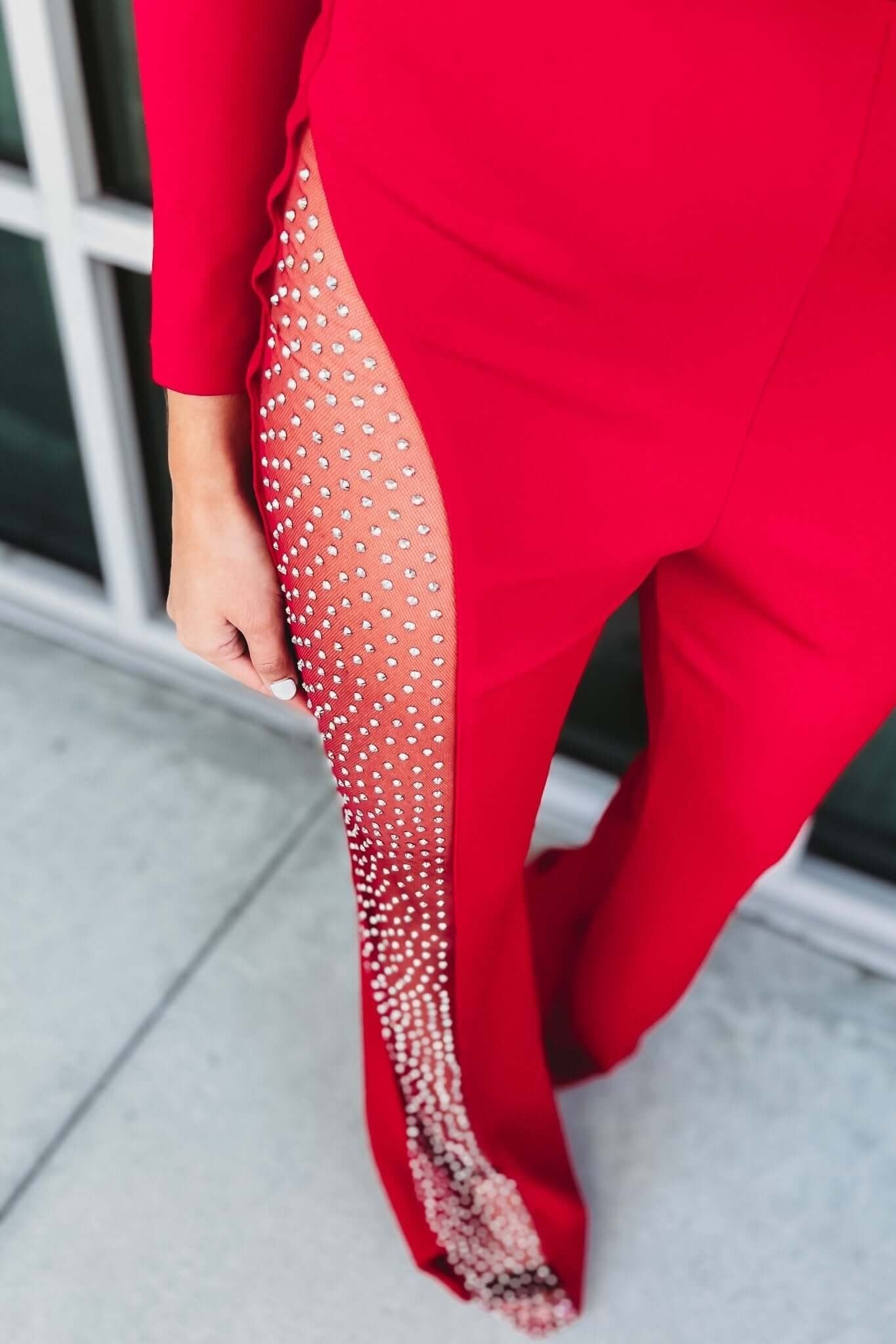 One Shoulder Rhinestone Jumpsuit