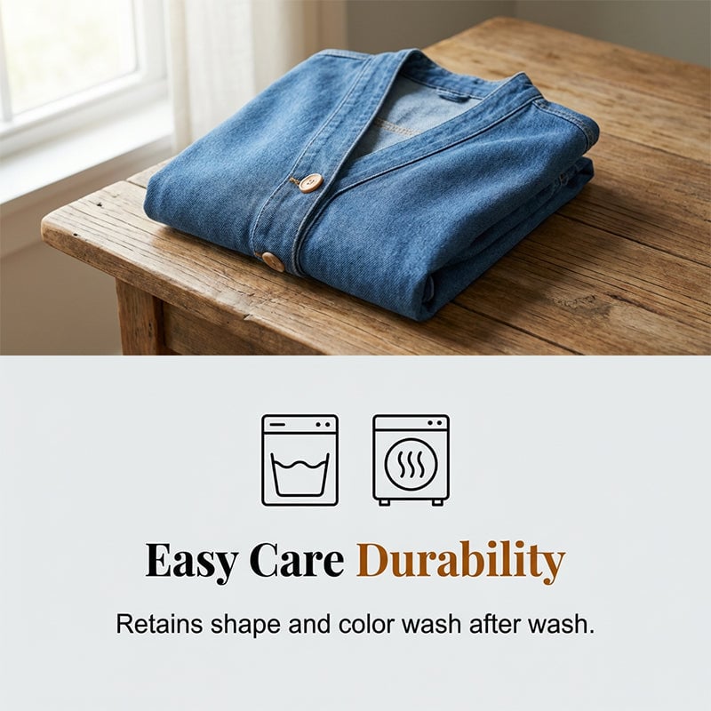 💙Women's Classic Button Front Denim Jacket-Breathable Fabric & Relaxed Fit
