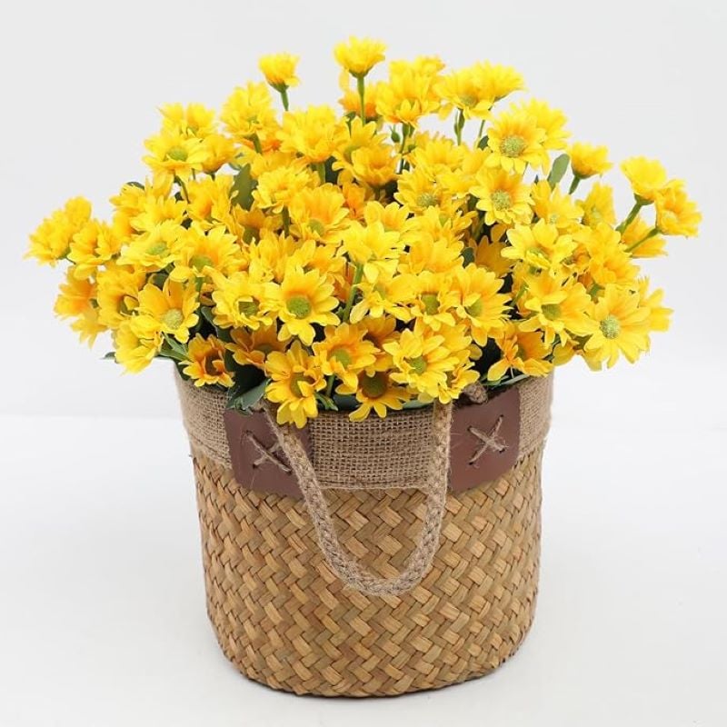 💥 Artificial Outdoor Sunset Mums Flowers - UV resistant, Waterproof, Windproof