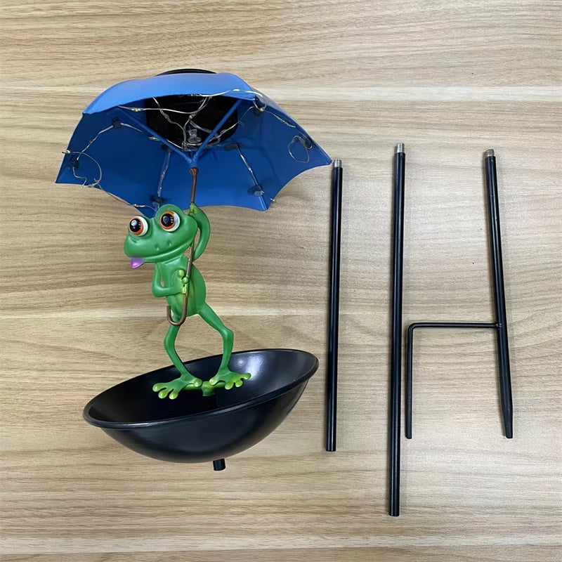 💥Solar-Powered LED Animal Umbrella Light with Bird Feeder(Frog/Bee/Flamingo)