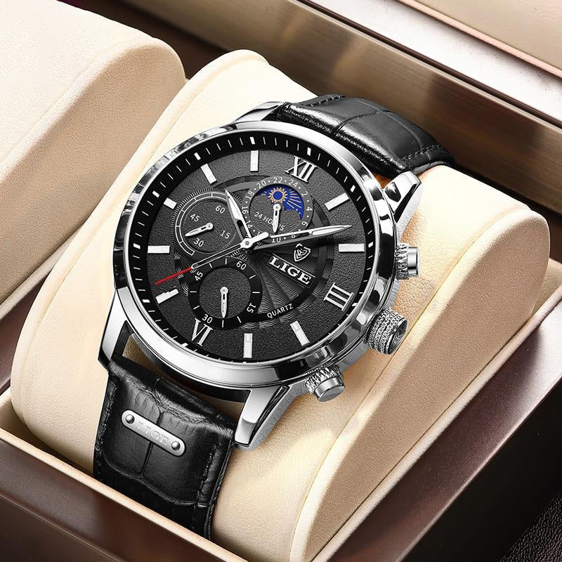 (Limited Time Offer Hurry Up)New Brown Leather Mens Watch Top Brand Fashion Waterproof Watch For Men