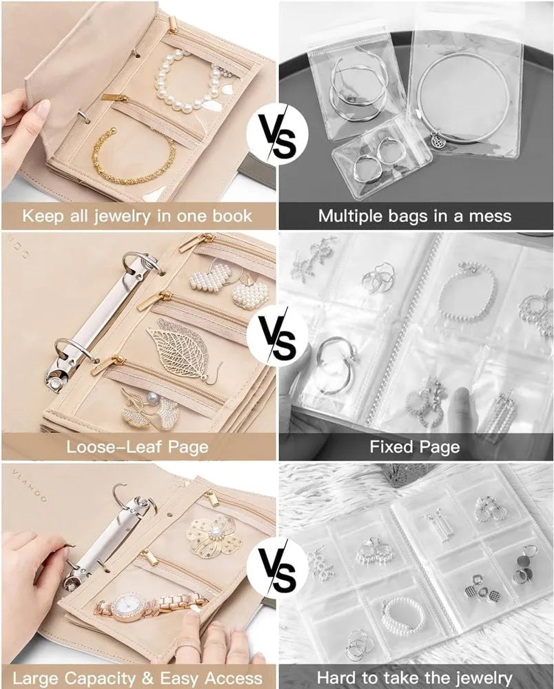JewelBook - Portable Leather Jewelry Storage Book