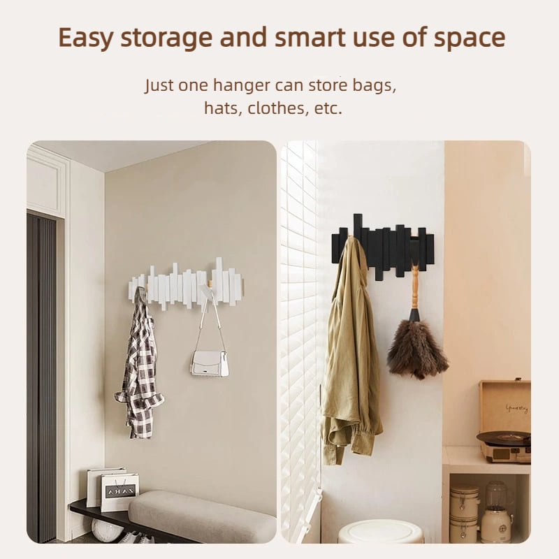 Wall-mounted wooden coat rack 🎹Piano key style design