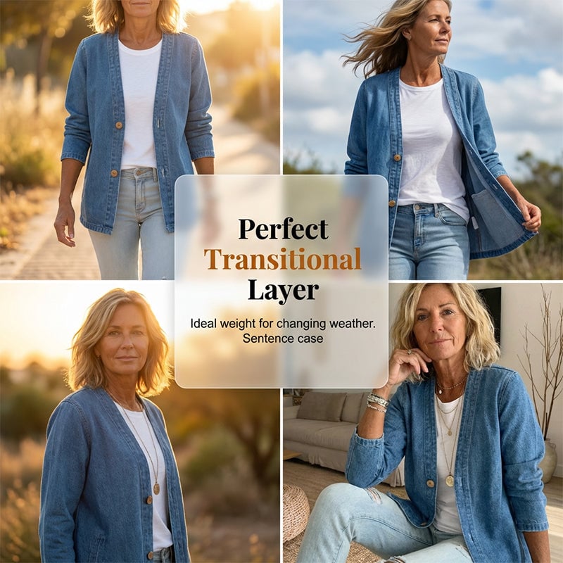 💙Women's Classic Button Front Denim Jacket-Breathable Fabric & Relaxed Fit