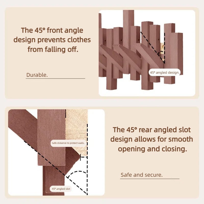 Wall-mounted wooden coat rack 🎹Piano key style design