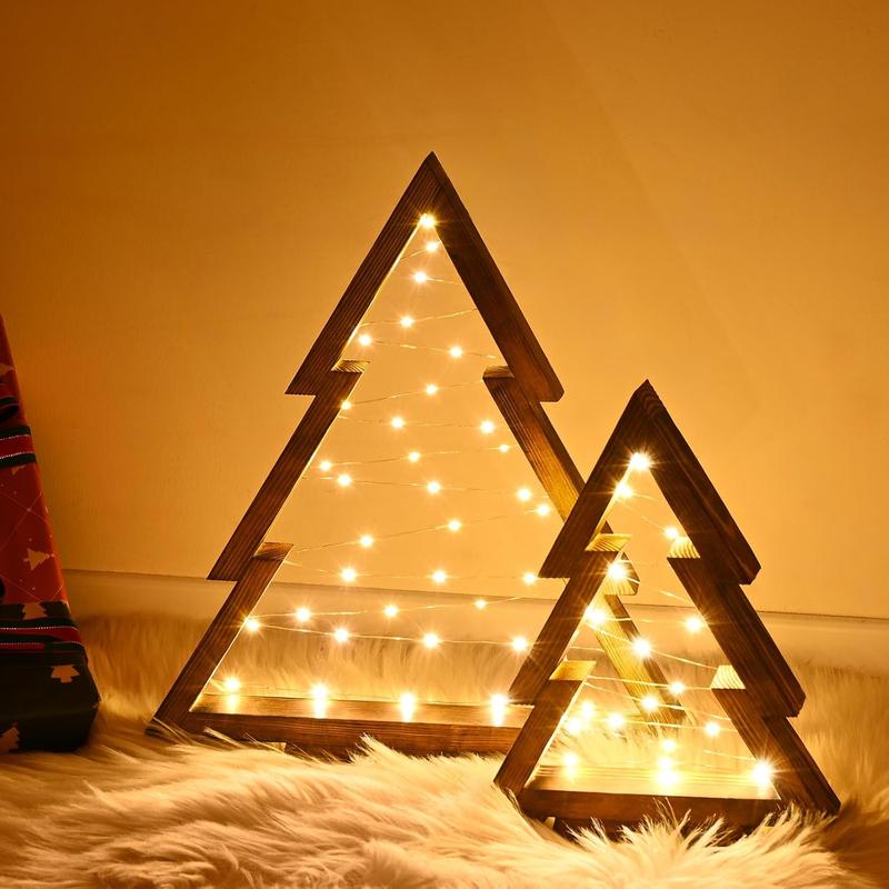 Wooden Lighted Christmas Trees
