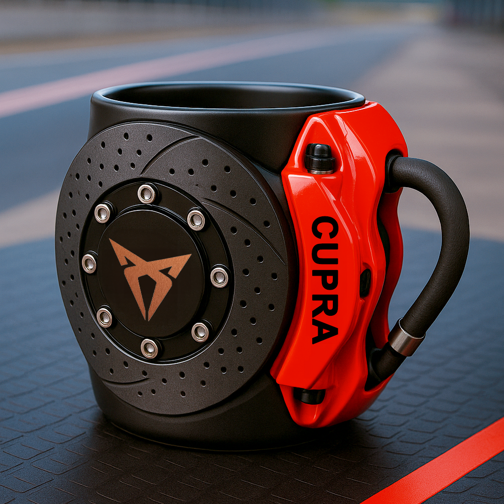 🏎️the coolest brake caliper mug with a car logos