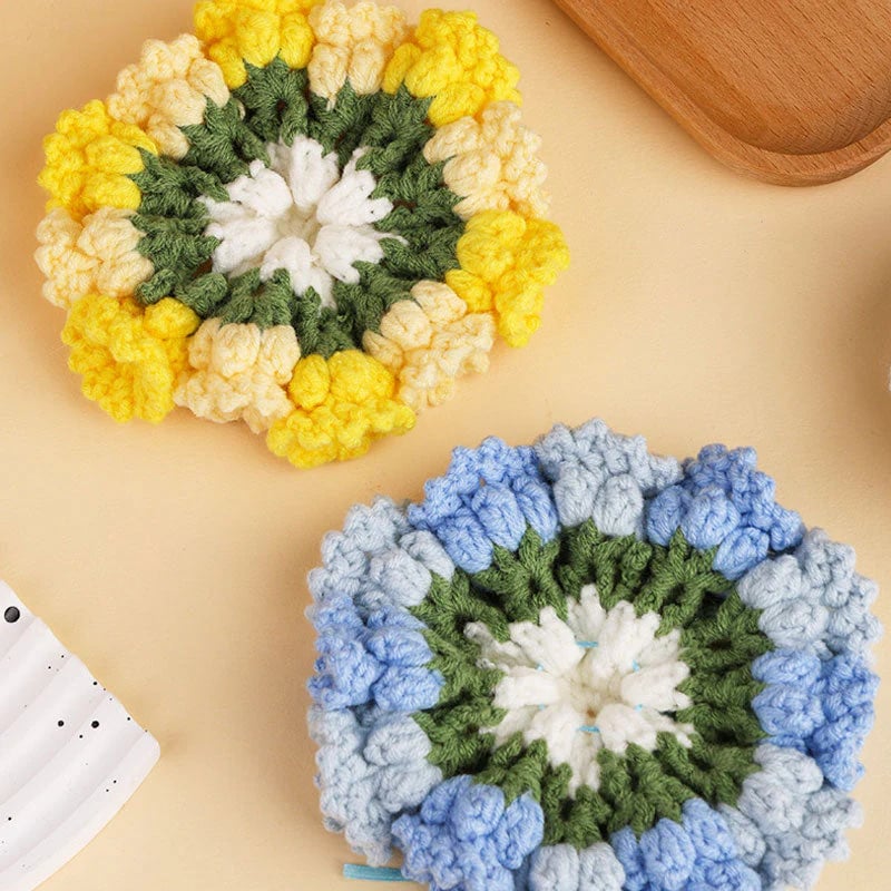 DIY Yarn Kit – Create beautiful floral coasters that captivate and soothe your soul