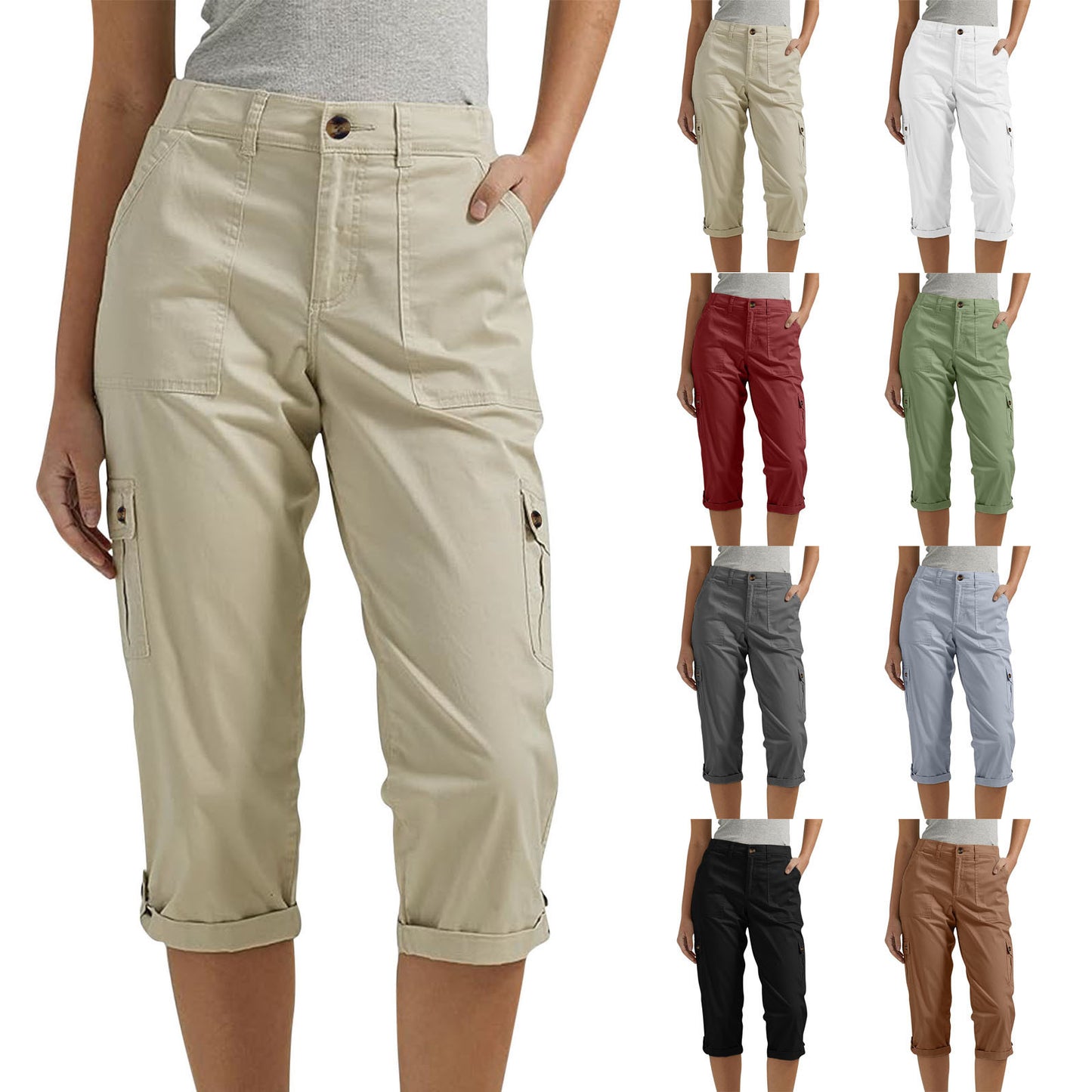 Women's Solid Color Comfortable Cropped Trousers