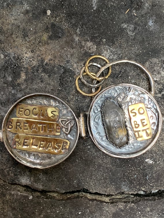 🔥925 Silver Triple Moon & Tree of Life Locket with Real Quartz Crystal