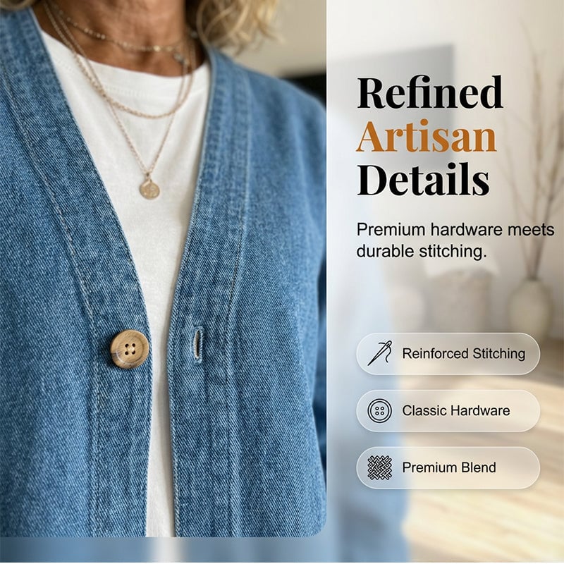💙Women's Classic Button Front Denim Jacket-Breathable Fabric & Relaxed Fit