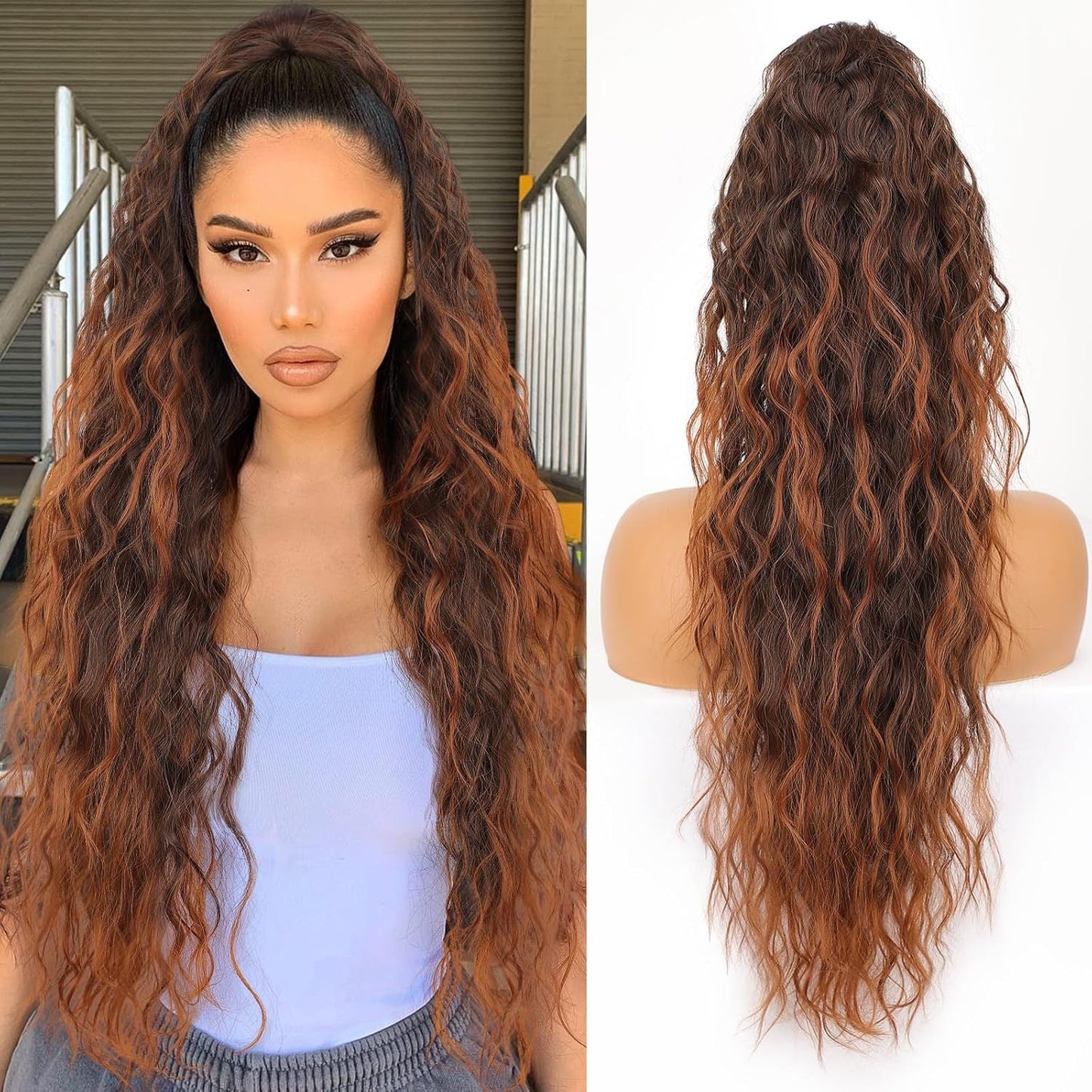 Women's ponytail long curly hair bundle