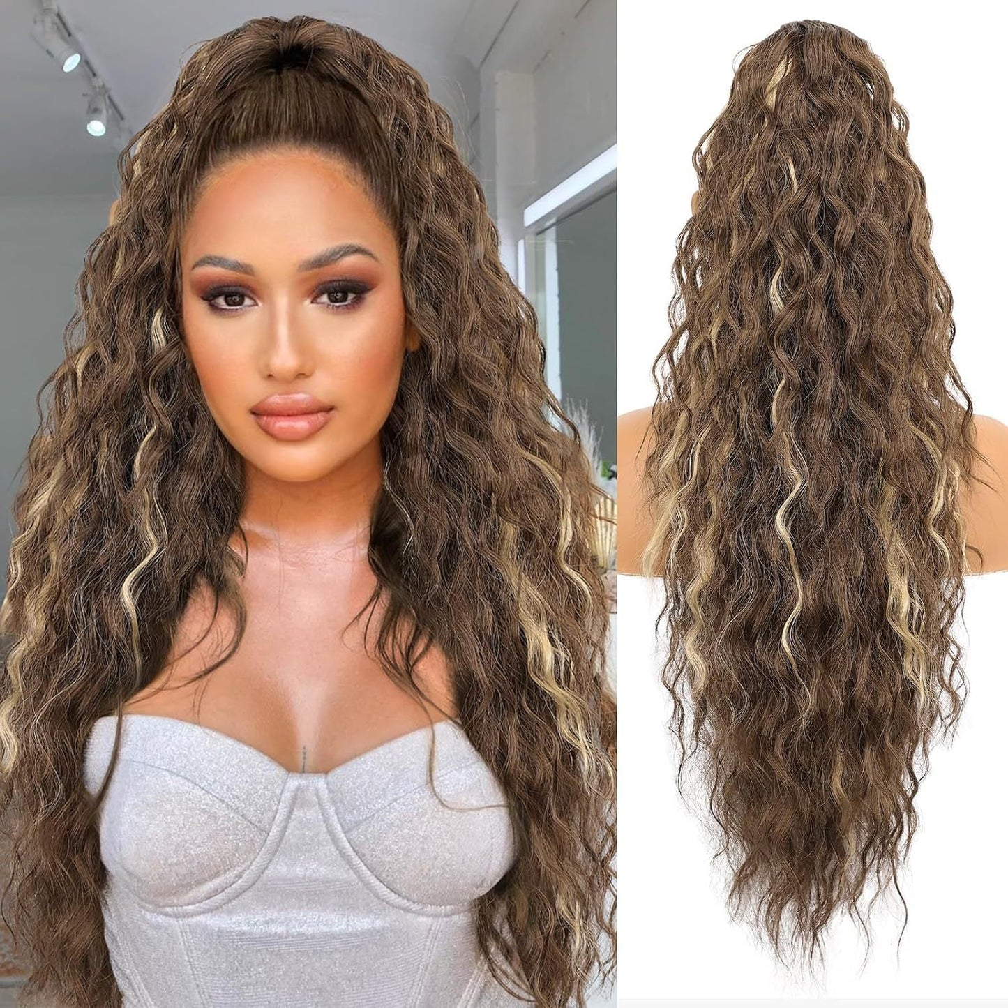 Women's ponytail long curly hair bundle