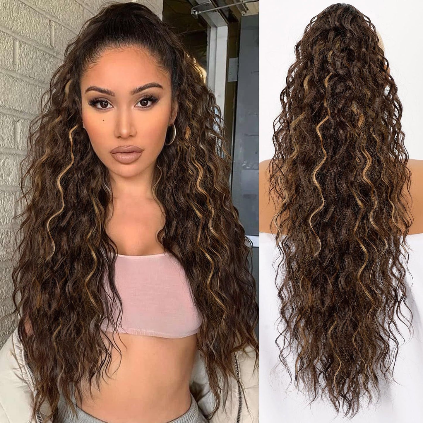 Women's ponytail long curly hair bundle