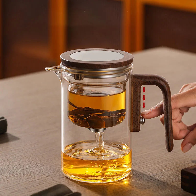 Tea Infuser Teapot | One-Click Brew Control | Heat-Resistant Glass | Drip-Free Pour | SereniCup