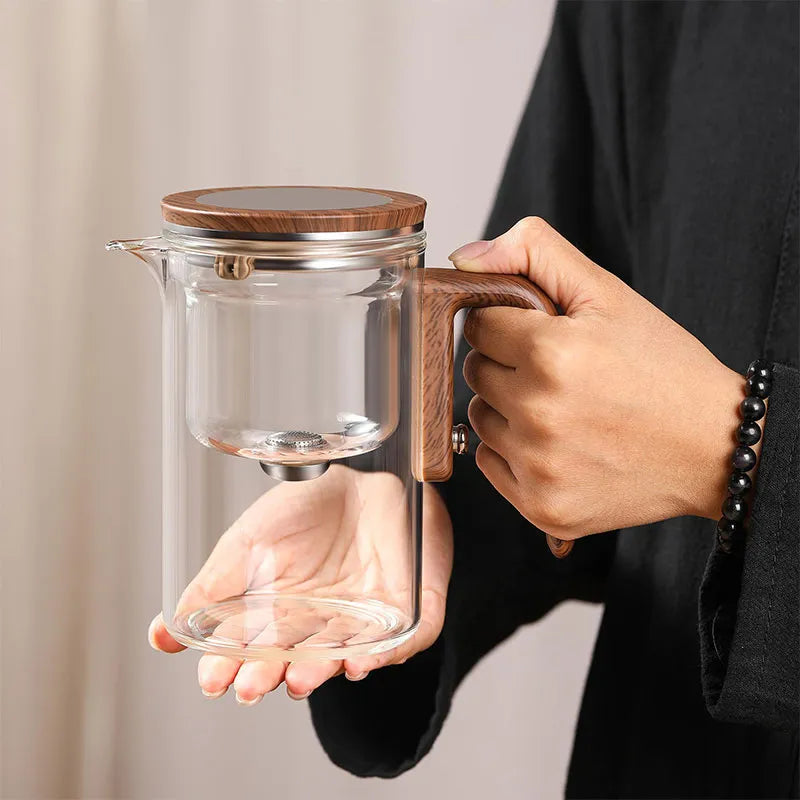 Tea Infuser Teapot | One-Click Brew Control | Heat-Resistant Glass | Drip-Free Pour | SereniCup