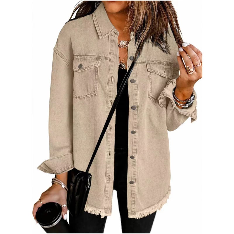 What should I wear tomorrow?💕Women's Raw Edge Ripped Denim Jacket