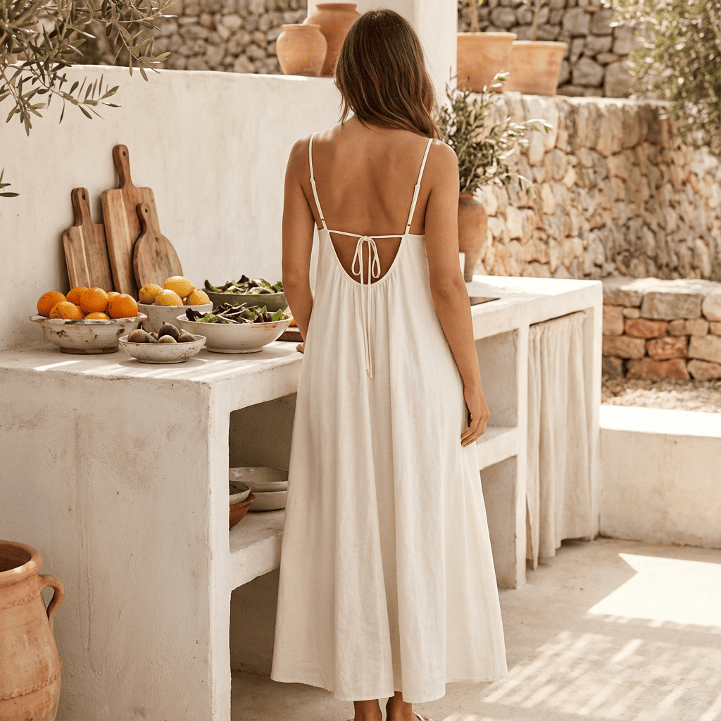 ✨Women's Solid-Color Strappy Dress with Open Back💕