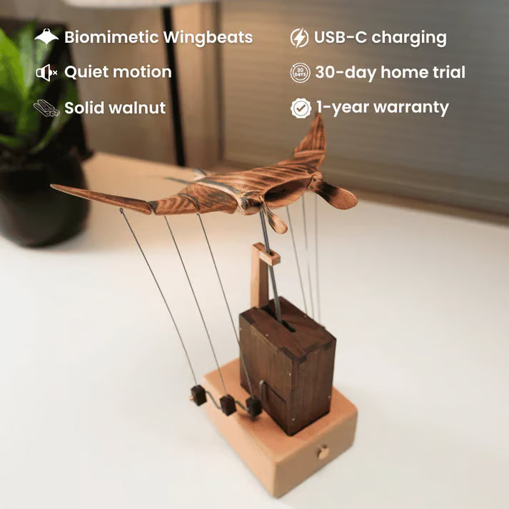 🔥Handcrafted Walnut Manta Ray Automaton – The Ocean’s Silent Glider🎁
