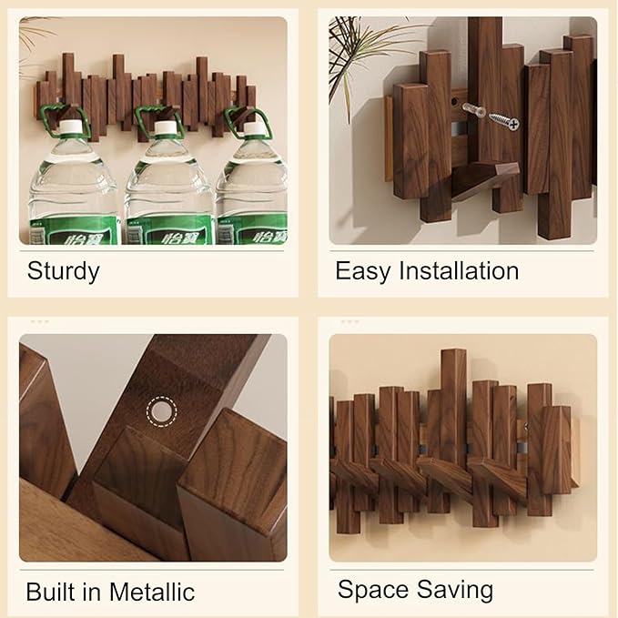 Wall-mounted wooden coat rack 🎹Piano key style design