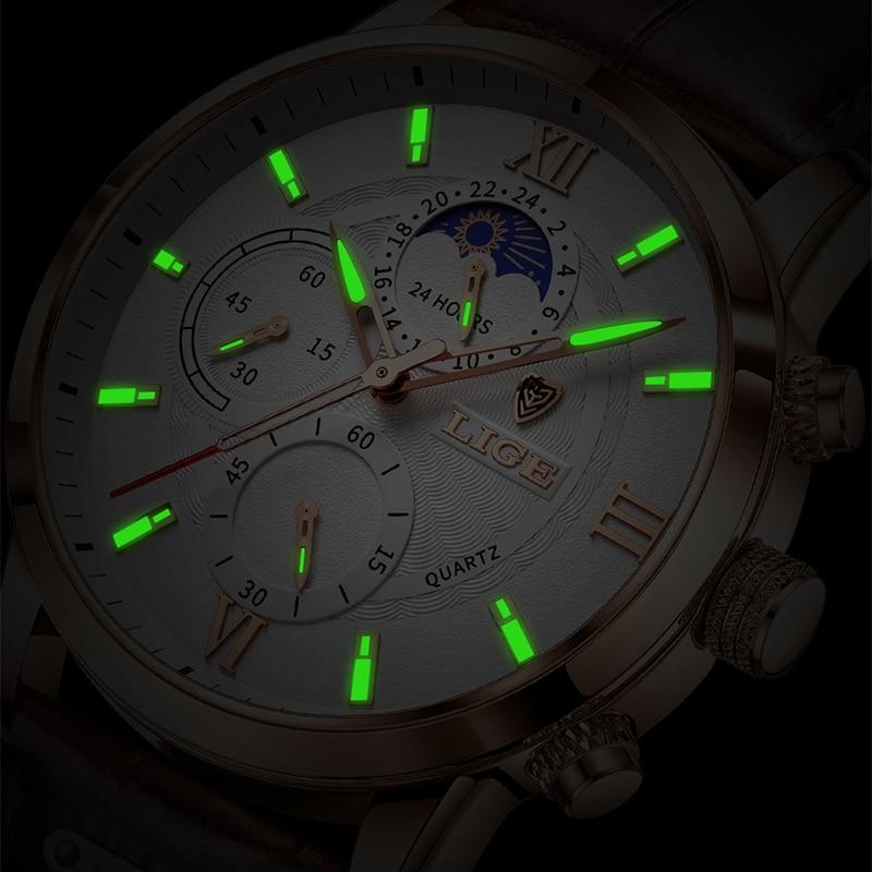 (Limited Time Offer Hurry Up)New Brown Leather Mens Watch Top Brand Fashion Waterproof Watch For Men