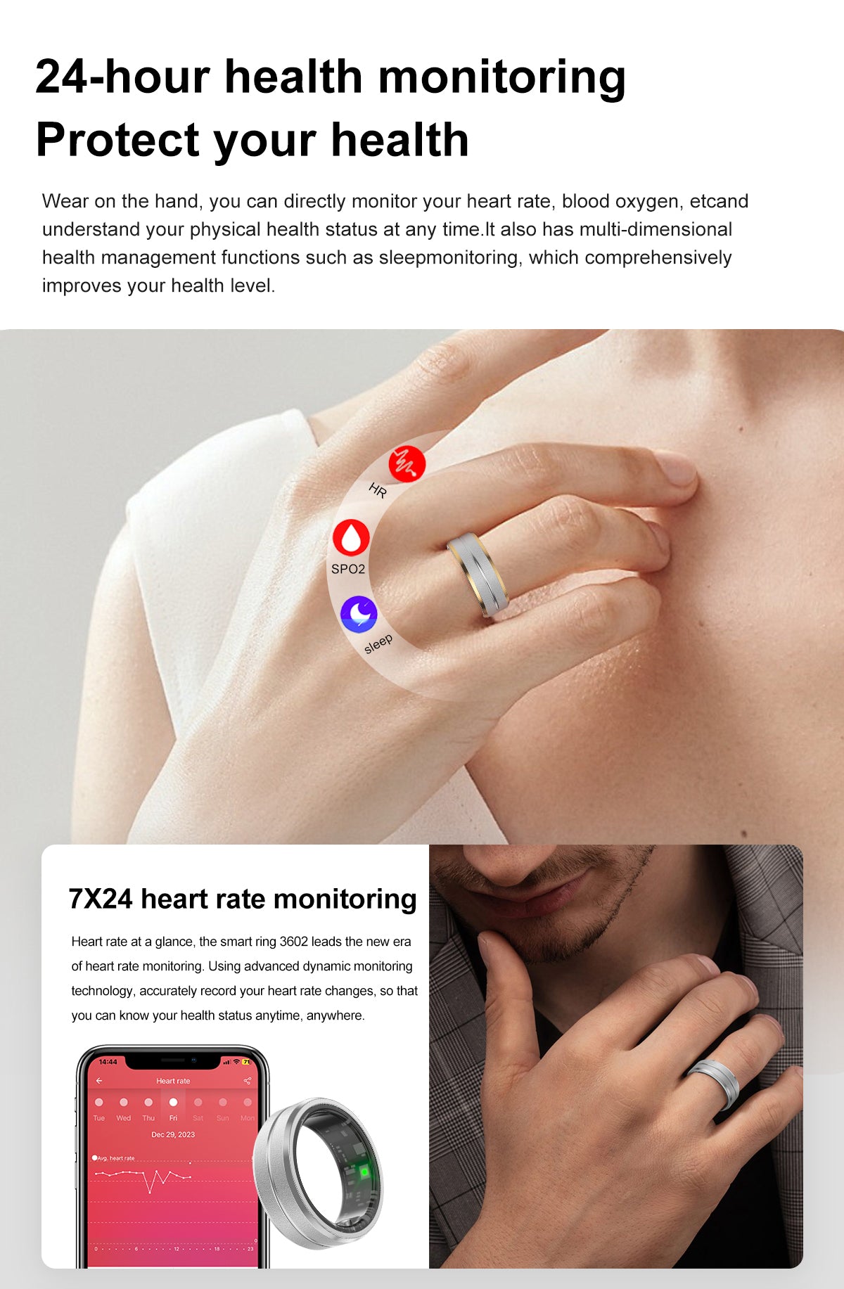 (🔥50% off) Smart Ring (IP68 Waterproof) Compatible with iOS and Android