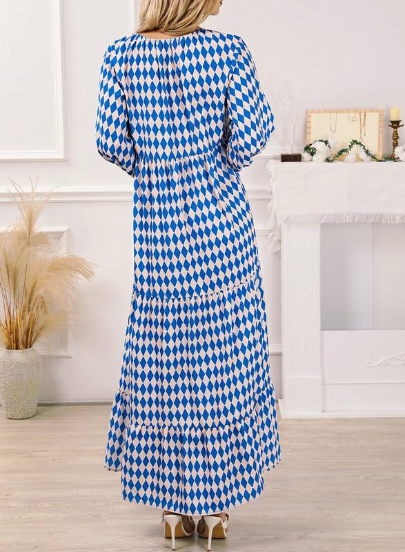 💥Mother's Day Gifts - Women's Puff Sleeve Floral Boho Maxi Dress