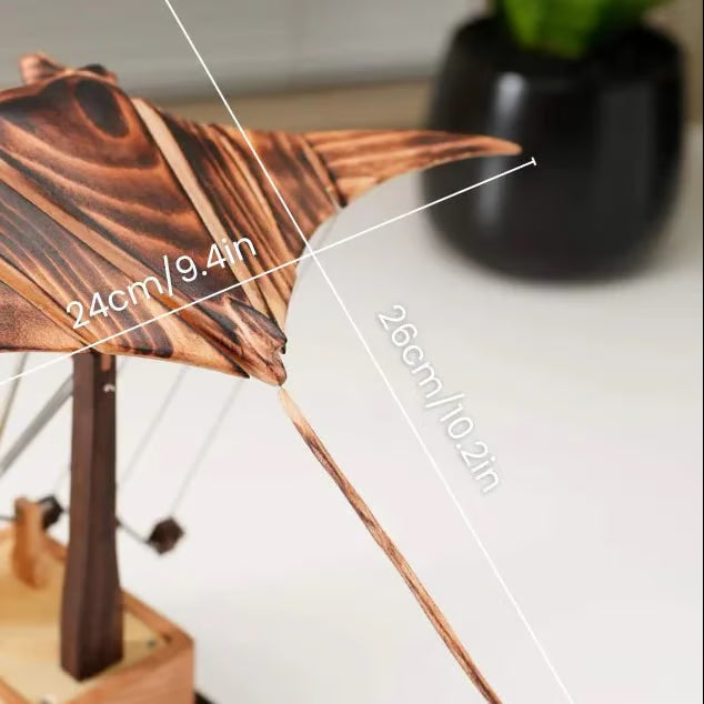 🔥Handcrafted Walnut Manta Ray Automaton – The Ocean’s Silent Glider🎁