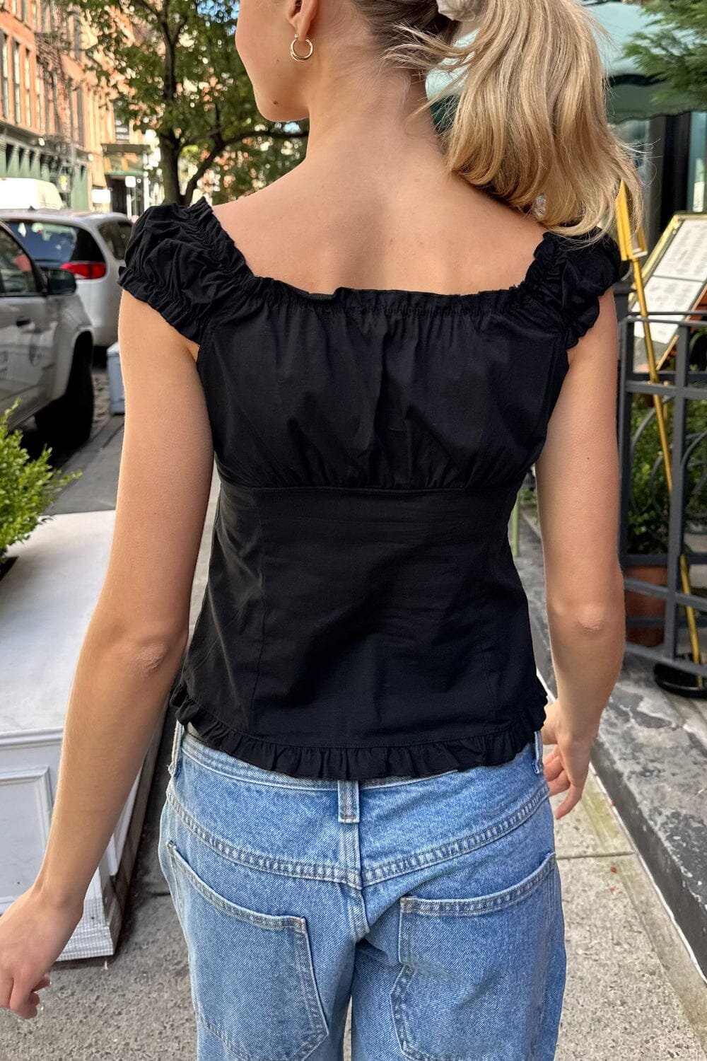 Sexy Fit Ruffle Button Top